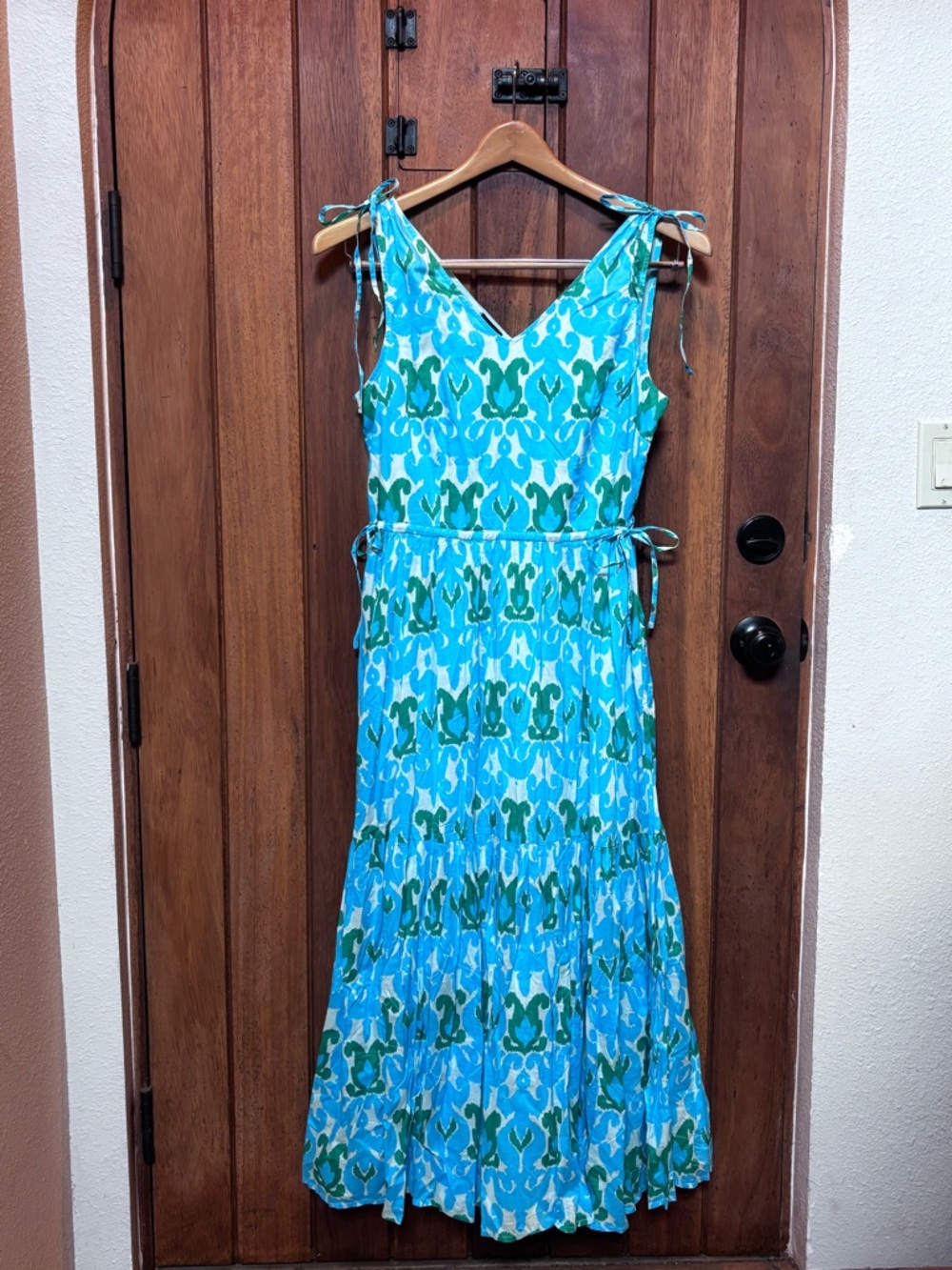 Talbots Blue & Green Tropical Tie-Shoulder Long Dress - Picture 1 of 2